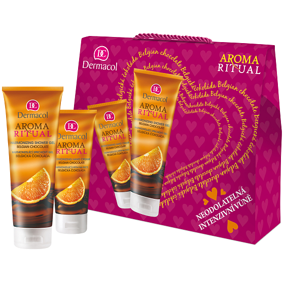 Dermacol Aroma Ritual Belgisches Duschgel aus Schokolade und Orange 250 ml + Handcreme 100 ml, Kosmetikset