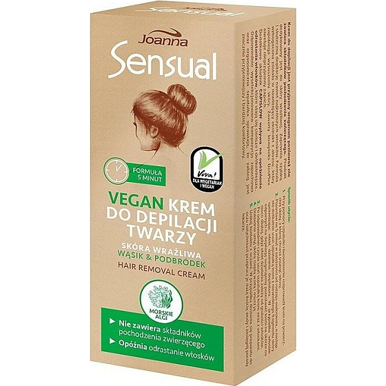 Joanna Sensual Vegan Aloe Enthaarungscreme 3 Minuten für das Gesicht für empfindliche Haut 20 g