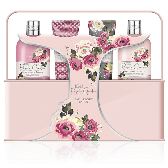 Baylis & Harding Rose, Poppy and Vanilla Duschcreme 300 ml + Hand- und Körperlotion 300 ml + Waschgel 125 ml + Duschgel 125 ml + Dose, Kosmetikset für Frauen