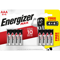 Energizer Max AAA Mikrobatterie, 4 Stück + 4 Stück gratis