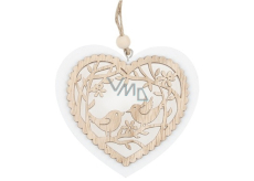 Herz aus Holz mit Vögeln zum Aufhängen 10 cm