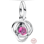 Charme Sterling Silber 925 Rosa Ewigkeit Kreis Oktober, Anhänger am Armband Symbol