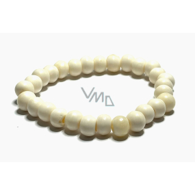 Knochen von Yak weiß Tibetisches Armband elastisch Naturstein, Kugel 8 mm / 16 - 17 cm, Schutzgegenstand, Amulett