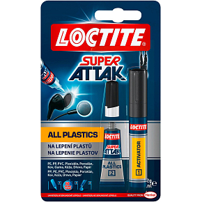 Loctite Super Attak Ultra Plastik Sekundenkleber Inhalt 2g + Aktivator, 4 ml