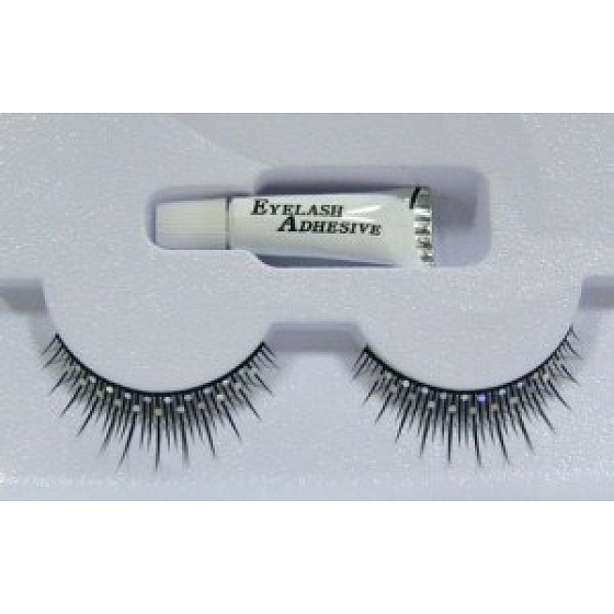 EyelaShes falsche Wimpern mit Kleber schwarz mit Glitzer 1 Paar