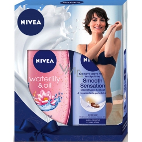 Nivea Smooth Sensation cremige Körperlotion für trockene Haut 250 ml + Waterlily & Oil Duschgel 250 ml, für Frauen Kosmetikset