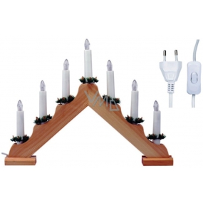Emos Candlestick Holzpyramide 40 x 20 cm, 7 LED warmweiß + 1,5 m Netzkabel mit Schalter