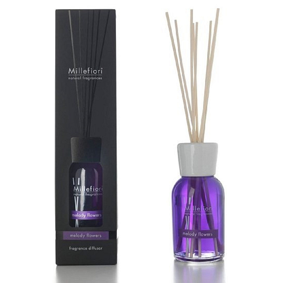 Millefiori Milano Natural Melody Flowers - Akkorde von Blumen Diffusor 100 ml + 7 Stiele 25 cm lang für kleinere Räume dauert 5-6 Wochen