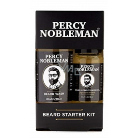 Percy Nobleman Bart Shampoo 30 ml + pflegender Öl Bart Conditioner mit Percy Nobleman Duft 10 ml, Kosmetikset für Männer, Bart- und Schnurrbartpflege