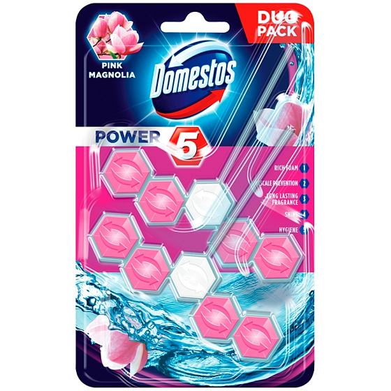 Domestos Power 5 Pink Magnolia WC starrer Block 2 x 55 g