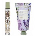 Heathcote & Ivory Flower Blooms Lavender Garden Parfümöl Roll-on für Frauen 12 ml + Handcreme 50 ml, Geschenkset