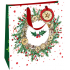 Nekupto Geschenk Papiertüte Luxus 33 x 33 cm Weihnachtskranz mit Stechpalme WLIL 1980