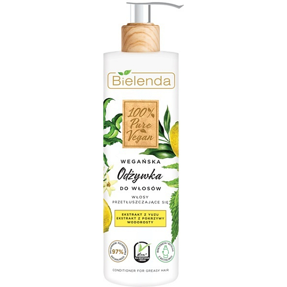 Bielenda 100% Pure Vegan Yuzu + Brennnesselkonditionierer für normales bis fettiges Haar 240 ml