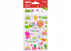 Apli Stickers Neon Animals Aufkleber mit Tiermotiv 1 Blatt 18044