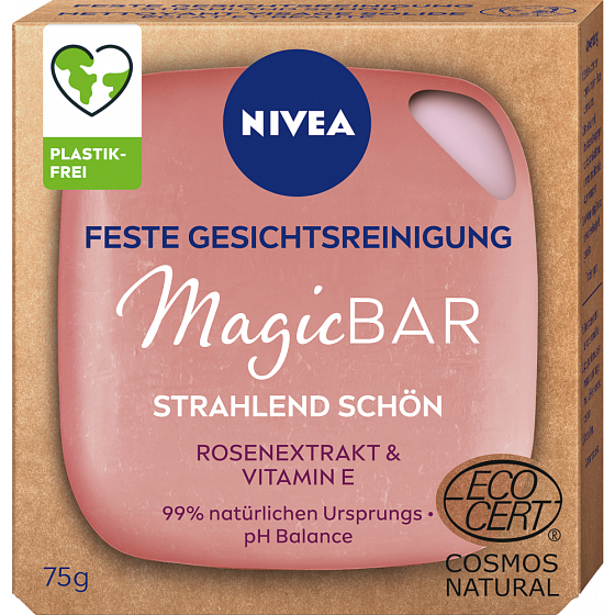 Nivea MagicBar Reinigende Gesichtsseife mit Rose für strahlende Haut 75 g