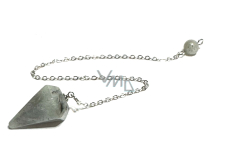 Labradorit Pendel Naturstein 2,5 cm + 18 cm Kette mit Perle, Stein der Wandlung