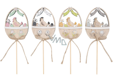 Henne im Korb Holzdübel 9 cm + Spieße 1 Stück verschiedene Farben