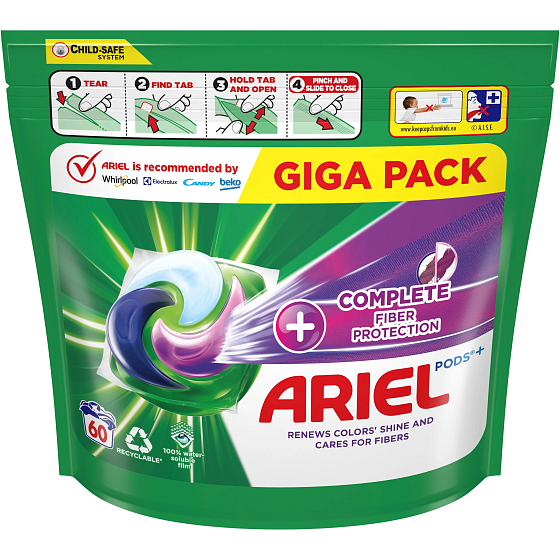Ariel Pods+ Complete Care Fiber Protection Gelkapseln für Buntwäsche 60 Stück