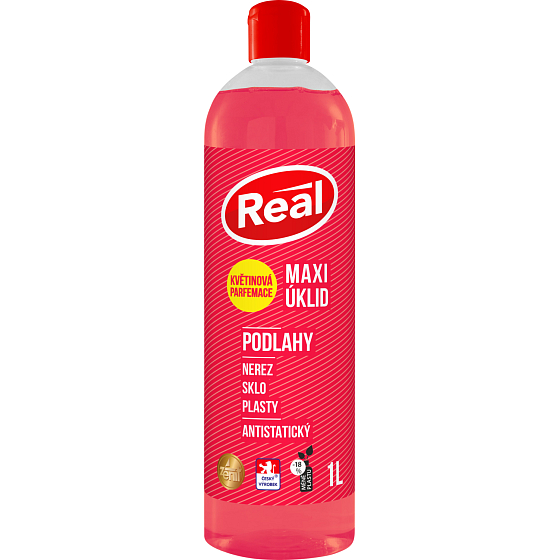 Real Maxi Reinigung mit blumiger Parfümierung Reiniger für Böden Edelstahl, Glas, Kunststoff, antistatisch, 1 l