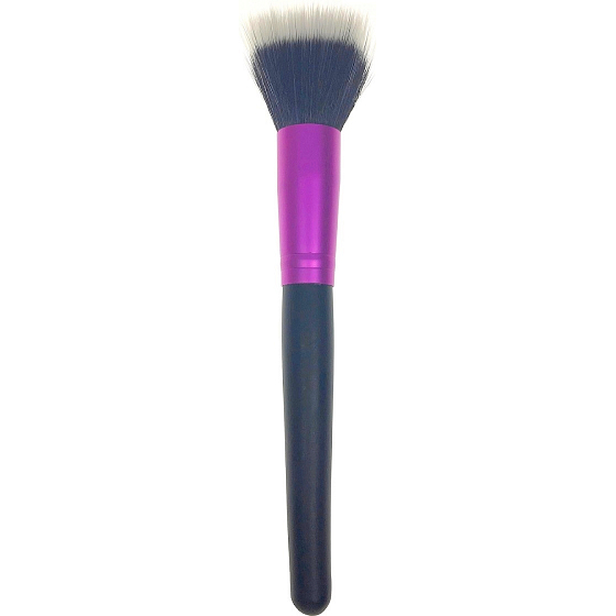 Kosmetikpinsel mit synthetischen Borsten für Puder schwarz-weißes Haar schwarz-rosa Griff 18,5 cm 30490