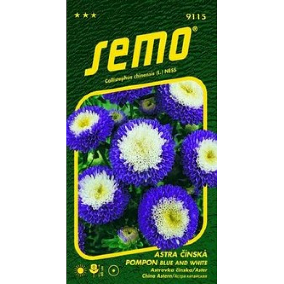 Semo Astra Chinese Pompon Blau und Weiß 0,5 g