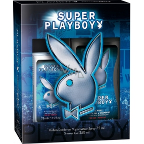 Playboy Super Playboy für Ihn parfümiertes Deodorantglas für Männer 75 ml + Duschgel 250 ml, Kosmetikset