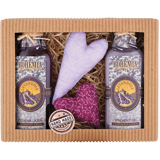 Bohemia Gifts Lavendel Duschgel 100 ml + Ölbad 100 ml + 2x Patchwork, Kosmetikset