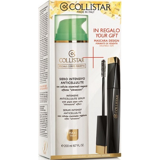 Collistar Intensive Anticellulite Serum (Siero Intensivo Anticellulite) Intensives Anticellulite Serum 200 ml + Design Mascara schwarz 11 ml, Kosmetikset