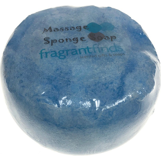 Duftende Chitty Chitty Glycerin Massage Seife mit einem Schwamm gefüllt mit dem Duft von Marc Jacobs Bang Bang in blau 200 g