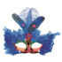 Rote Ball Maske mit blauen Federn 30 cm