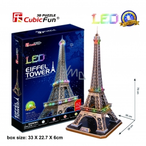 CubicFun Puzzle 3D Eiffelturm LED beleuchtet 82 Stück Nacht Edition 39 x 78 x 36 cm