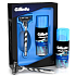 Gillette Mach3 Rasierer + Ersatzkopf 1 Stück + Rasiergel 75 ml Kosmetikset, für Männer