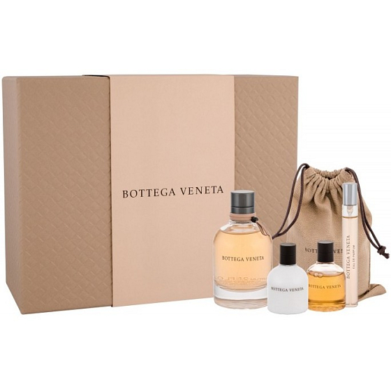 Bottega Veneta Veneta parfümiertes Wasser für Frauen 75 ml + parfümiertes Wasser 10 ml + Körperlotion 30 ml + Duschgel 30 ml + Beutel, Geschenkset