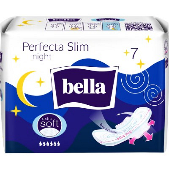 Bella Perfecta Slim Night Extra Soft ultradünne Damenbinden mit Flügeln 7 Stück