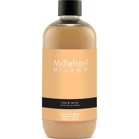 Millefiori Milano Natural Lime & Vetiver - Limetten- und Vetiver Diffusor-Nachfüllung für Weihrauchstiele 500 ml