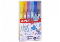 Apli Outline Marker Marker mit Rundspitze 5,5 mm für zweifarbiges Schreiben 6 Stück, Set