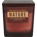 Heart & Home Nature Bernstein Holz und Vetiver Duftkerze großes Glas, Brenndauer bis zu 40 Stunden 210 g