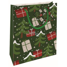 Nekupto Geschenkpapier Tasche 23 x 18 x 10 cm Weihnachtsbäume grün
