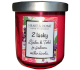 Heart & Home Frische Grapefruit und schwarze Johannisbeere Soja-Duftkerze mit Aufschrift From love 110 g