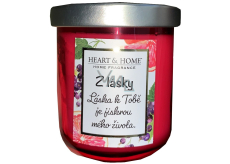 Heart & Home Frische Grapefruit und schwarze Johannisbeere Soja-Duftkerze mit Aufschrift From love 110 g