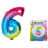 Wiky Aufblasbarer Regenbogen Ballon Nummer 6, 40 cm