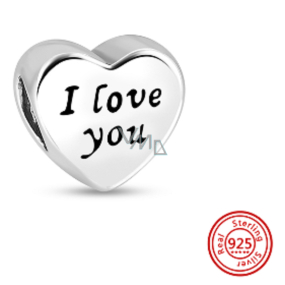 Sterling Silber 925 Herz und Inschrift Ich liebe dich, Liebe Perle auf Armband Sterling Silber 925 Herz und Inschrift Ich liebe dich, Liebe Perle auf Armband