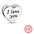 Sterling Silber 925 Herz und Inschrift Ich liebe dich, Liebe Perle auf Armband