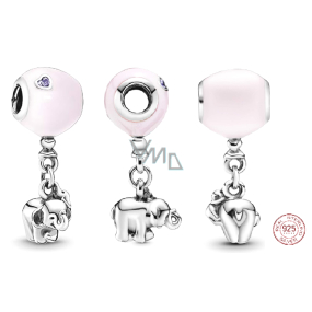 Charme Sterling Silber 925 Elefant mit rosa Ballon, Anhänger am Armband Familie Charme Sterling Silber 925 Elefant mit rosa Ballon, Anhänger am Armband Familie