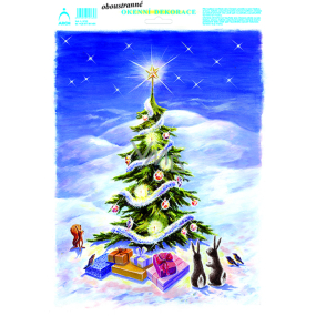 Bogen Weihnachtsaufkleber, Fensterfolie ohne Kleber farbiger Weihnachtsbaum 35 x 25 cm