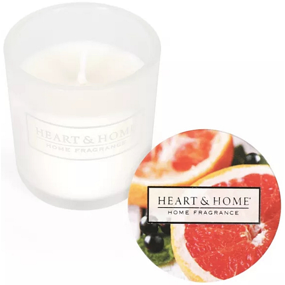 Heart & Home Frische Grapefruit und schwarze Johannisbeere Soja-Duftkerze im Glas Brenndauer bis zu 15 Stunden 5,8 x 5 cm