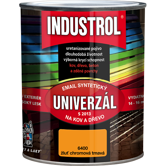 Industrol S2013 universell glänzender Decklack für Metall und Holz, 6400 dunkel chromgelb, 750 ml
