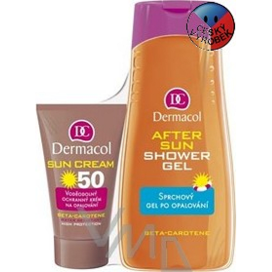 Dermacol Sun SPF50 wasserdichter Sonnenschutz 50 ml + 250 ml Duschgel, Kosmetikset