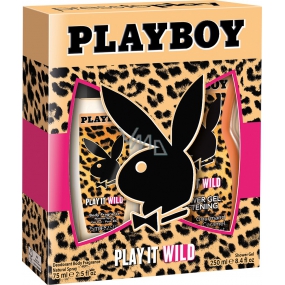 Playboy Play It Wild für Sie Parfüm Deo Glas 75 ml + Duschgel 250 ml, Kosmetikset 2016