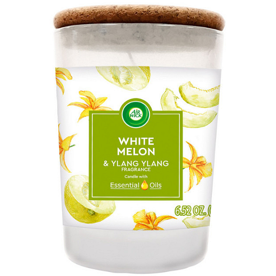 Air Wick Ätherische Öle Weiße Melone & Ylang Ylang - Weiße Melonen und Ylang Ylang Duftkerzenglas 185 g
